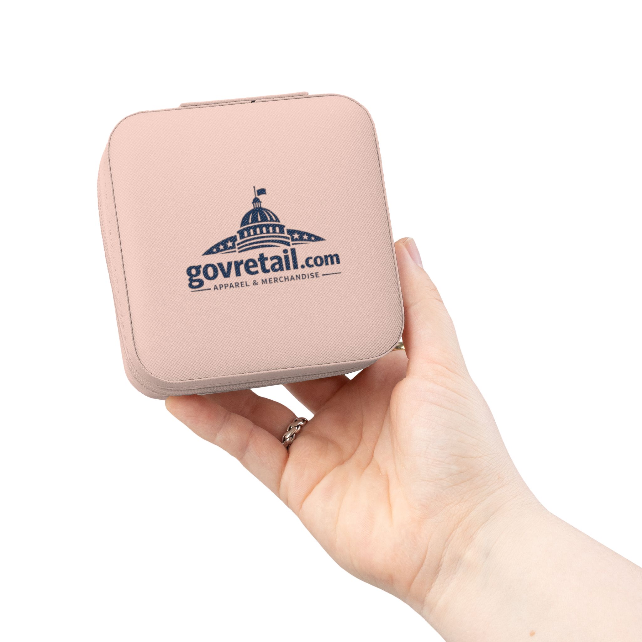 Compact Pink Travel Jewelry Organizer with Ring & Earring Compartments: Town of GovRetail